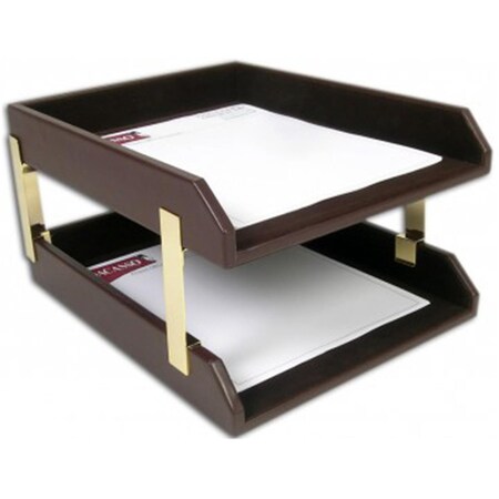 Eva-Dry/Momentum Sales & Mktg Dacasso Crocodile Embossed Leather Double Letter Trays - Choclate Brown a3420